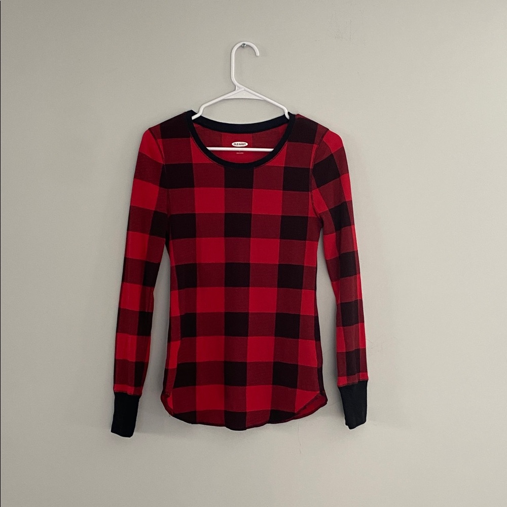 Old Navy Red and Black Plaid Long Sleeve Top Size Small